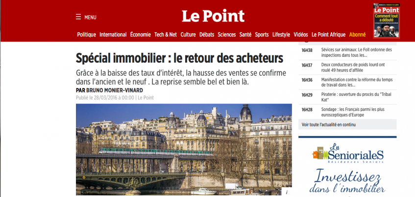 Le site lepoint.fr parle de Maisons d'en France dans un article de presse dédié au retour des acheteurs dans l'immobilier, le neuf surtout
