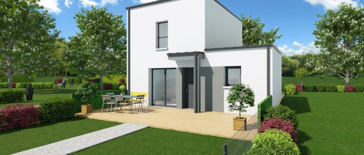 Vue 3D d'une maison à Saint Erblon réalisée par Maisons d'en France Bretagne