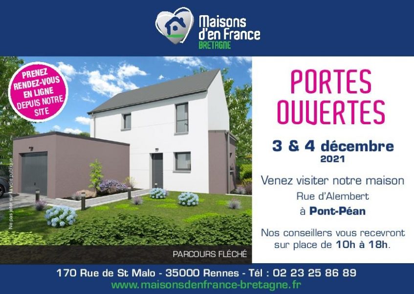 Invitation aux portes ouvertes d'une maison à Pont-Péan
